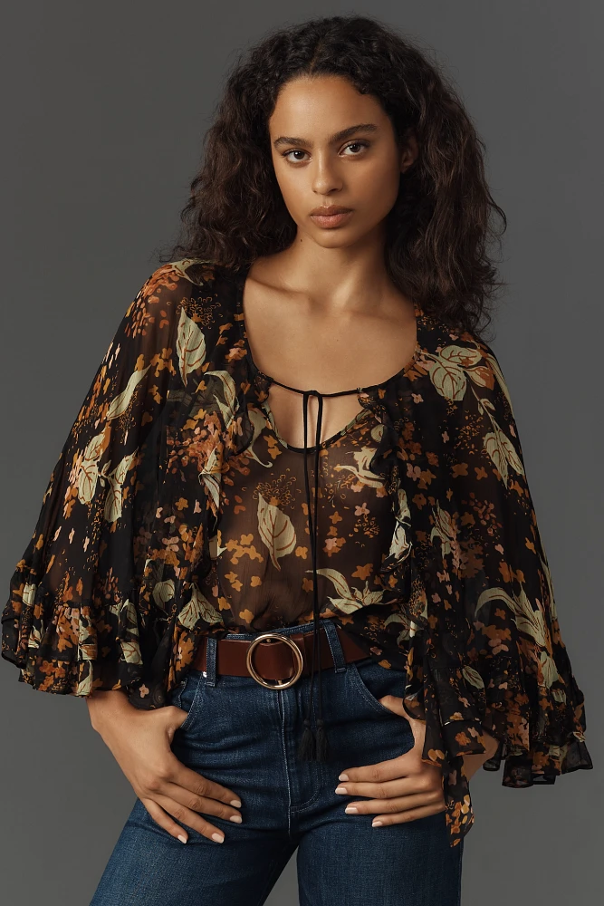 Plenty by Tracy Reese Sheer Printed Blouse