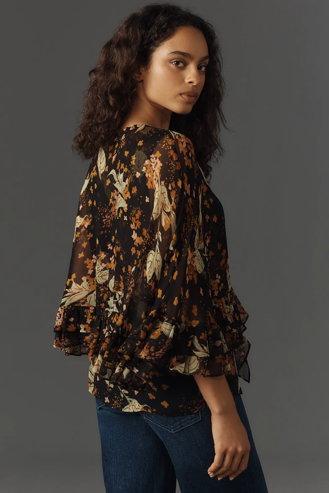 Plenty by Tracy Reese Sheer Printed Blouse