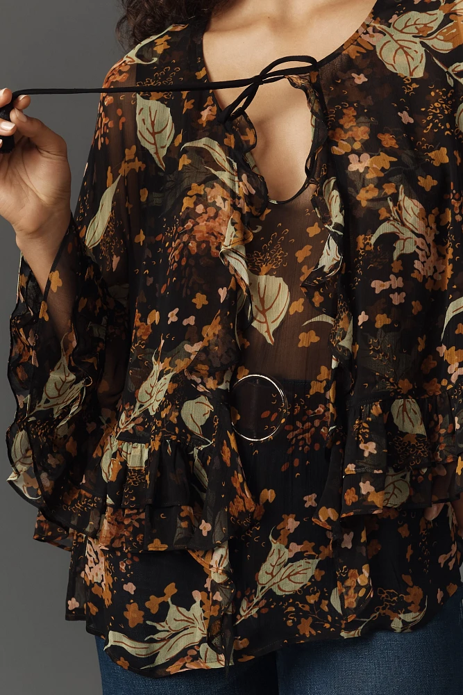 Plenty by Tracy Reese Sheer Printed Blouse