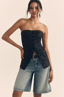 Favorite Daughter Phoebe Faux-Leather Strapless Top