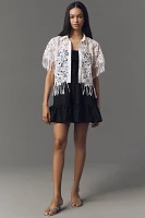 Walter Baker Ollie Short-Sleeve Lace Fringe Top