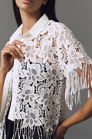 Walter Baker Ollie Short-Sleeve Lace Fringe Top