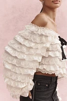 Mille Nelle Tiered Lace Bow-Detail Top