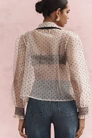 Mille Greta Sheer Tie-Neck Top