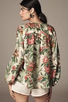 Mille Cecily Balloon-Sleeve Buttondown Blouse