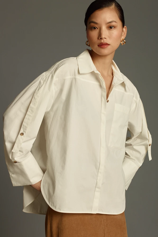 By Anthropologie Oversized Cuffed Buttondown Shirt