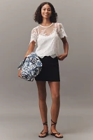 By Anthropologie Short-Sleeve Sheer Lace Top