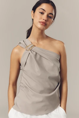 By Anthropologie One-Shoulder Hardware Draped Top