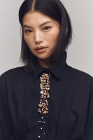 The Tobie Pleated Blouse by Exquise: Long-Sleeve Embellished Edition