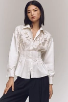 The Tobie Pleated Blouse by Exquise: Long-Sleeve Star Edition