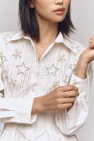 The Tobie Pleated Blouse by Exquise: Long-Sleeve Star Edition