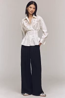 The Tobie Pleated Blouse by Exquise: Long-Sleeve Star Edition