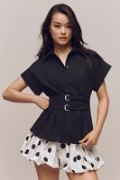 The Tobie Pleated Blouse by Exquise: Double-Buckle Edition