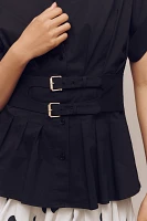 The Tobie Pleated Blouse by Exquise: Double-Buckle Edition