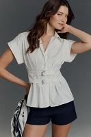 The Tobie Pleated Blouse by Exquise: Double-Buckle Edition