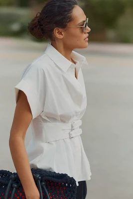 The Tobie Pleated Blouse by Exquise: Double-Buckle Edition