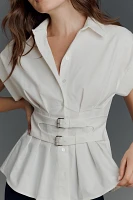 The Tobie Pleated Blouse by Exquise: Double-Buckle Edition