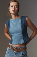 Pilcro Sleeveless Two-Tone Denim Tank Top