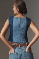 Pilcro Sleeveless Two-Tone Denim Tank Top