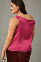 Eloquii Plus Asymmetric Draped Satin Top