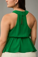 Eloquii Plus Twist-Front Halter Peplum Top