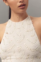 Ollari Beaded Halter Top