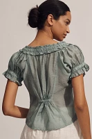 Pilcro Short-Sleeve Sheer Silky Blouse
