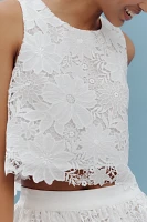 Le Superbe White Flowers Lace Shell Tank