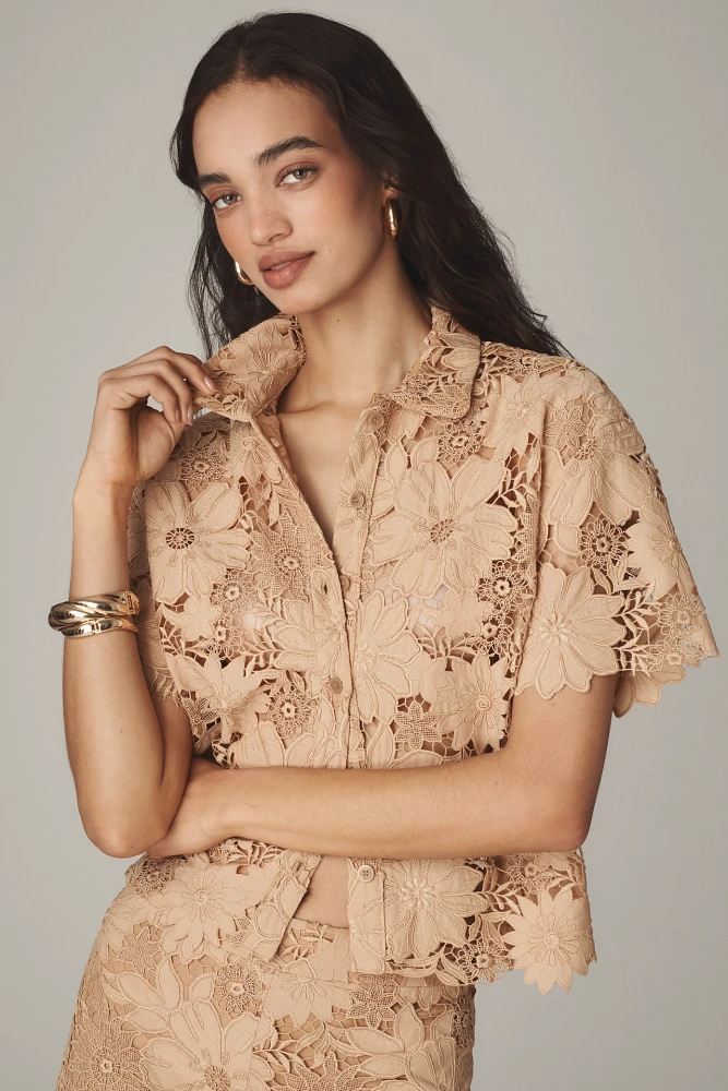 Le Superbe Suntan Short-Sleeve Camp Buttondown Shirt