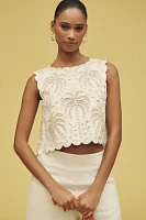 Farm Rio x Anthropologie Eyelet Open-Back Cropped Tank