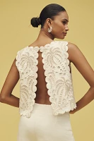 Farm Rio x Anthropologie Eyelet Open-Back Cropped Tank