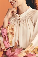 Farm Rio x Anthropologie Puff-Sleeve Boat-Neck Blouse
