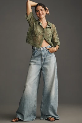 Farm Rio x Anthropologie Short-Sleeve Scallop Eyelet Blouse