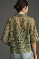 Farm Rio x Anthropologie Short-Sleeve Scallop Eyelet Blouse