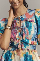 Farm Rio x Anthropologie Puff-Sleeve Tie-Front Blouse