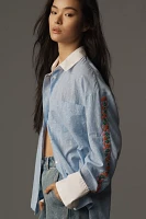 Essentiel Antwerp Harkle Embroidered-Sleeve Buttondown Shirt