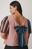 Maeve Taffeta Bow Swing Blouse