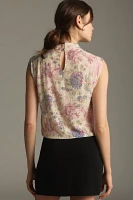 By Anthropologie Mock-Neck Sequin Shell Top