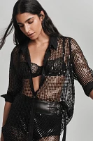 Pilcro Long-Sleeve Chainmail Buttondown Blouse