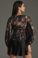 By Anthropologie Sheer Balloon-Sleeve Blouse