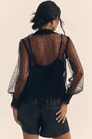 Maeve Long-Sleeve Sheer Tulle Blouse