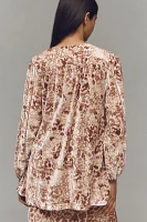 By Anthropologie Long-Sleeve Velvet Tunic Top