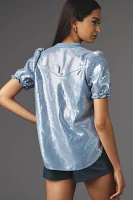 The Aly Puff-Sleeve Blouse by Pilcro: Sequin Edition