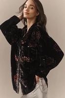 Pilcro Oversized Velvet Buttondown Top