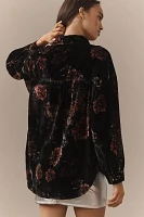 Pilcro Oversized Velvet Buttondown Top