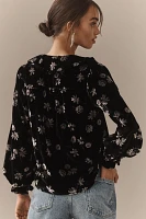 The Keira Collared Button-Front Blouse by Pilcro: Long-Sleeve Velvet Edition