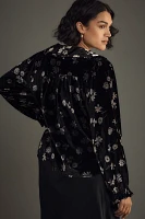 The Keira Collared Button-Front Blouse by Pilcro: Long-Sleeve Velvet Edition