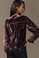 The Keira Collared Button-Front Blouse by Pilcro: Long-Sleeve Velvet Edition