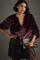 The Keira Collared Button-Front Blouse by Pilcro: Long-Sleeve Velvet Edition