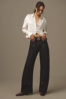 Pilcro Cropped Satin Buttondown Blouse
